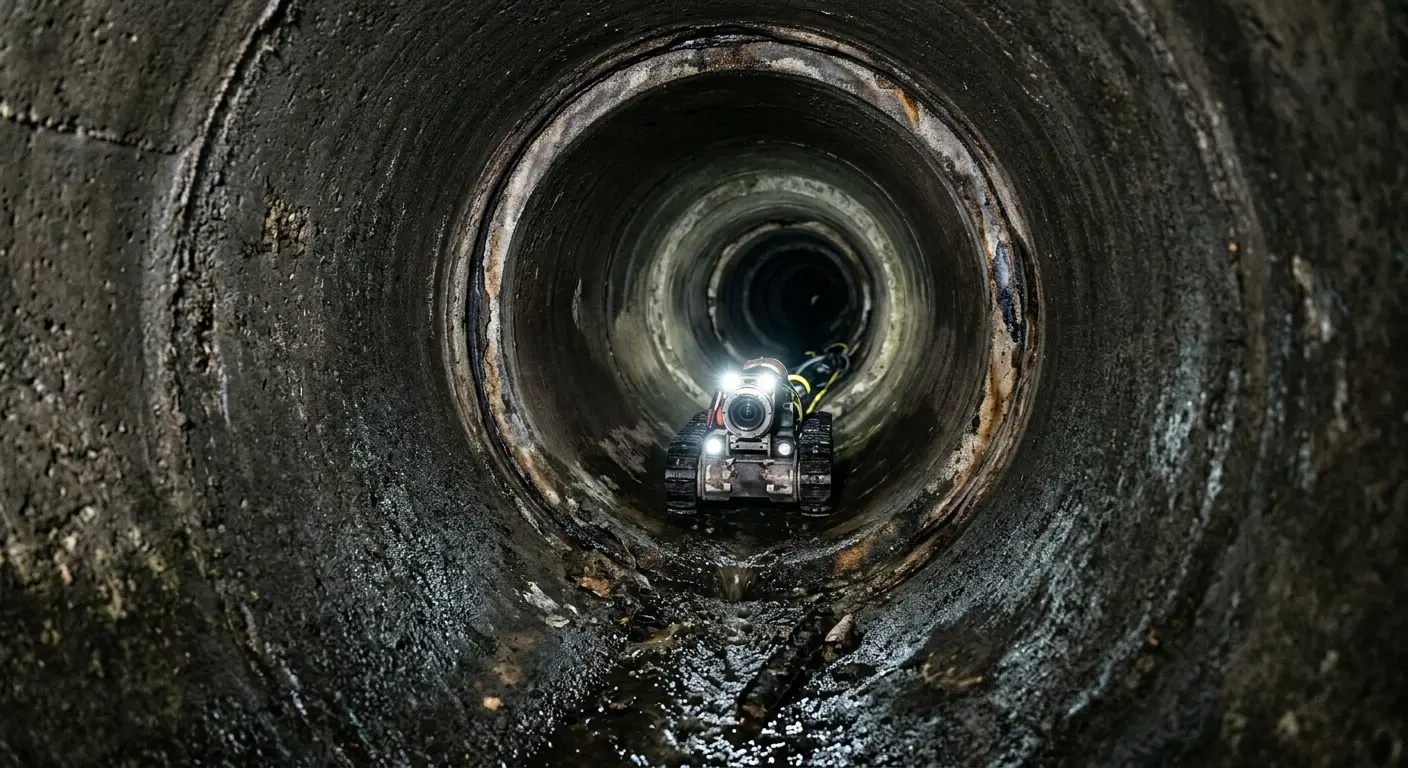 Robotic sewer camera inspecting pipe interior for Drain Snake Service in Kingsville
